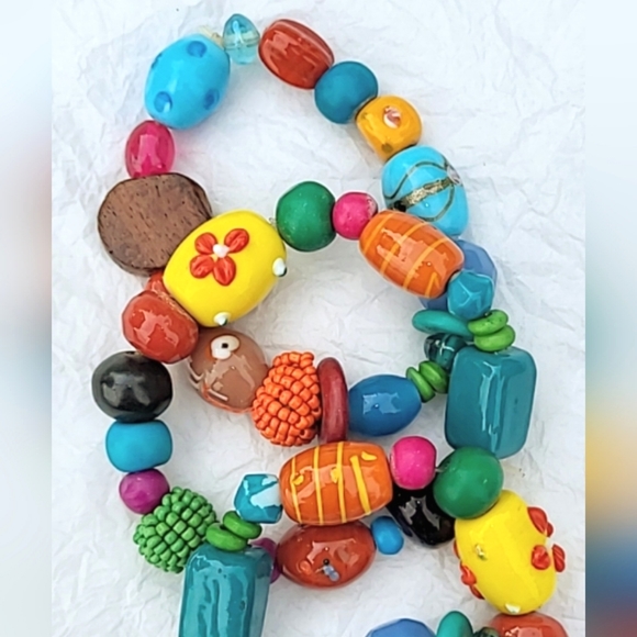 ART GLASS COLORFUL BEAD BRACELETS - LOT BUNDLE OF 4 - Picture 3 of 6